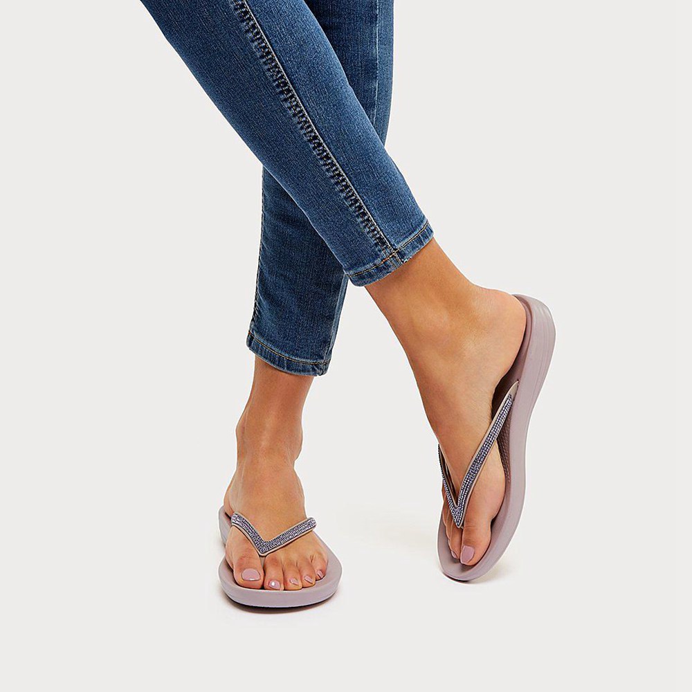 Fitflop Womens Flip-flops - Iqushion Sparkle Ergonomic - Pink - 048-BTDZUC